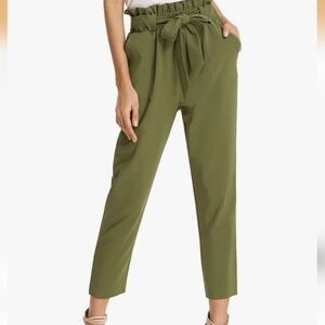 GRACE KARIN Women's High Waisted Cropped Paper Bag Work Pants